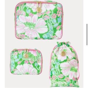 NWT Lilly Pulitzer Packing Cubes Set of 3 - Putting Green Poppyland